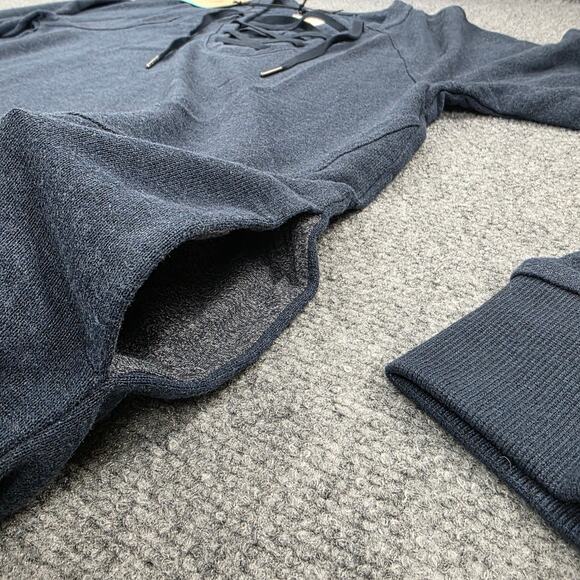 prAna Sweater Dress Womens Small Blue Heather Nautical Cozy Up Terry Pockets - Picture 13 of 16